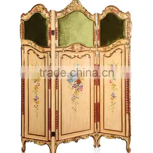 Antique Wooden Curio Floor Screens, Luxury Gold Painting Decorative Folding Screen, Classical Furniture Wood Carved Screen thumbnail-4