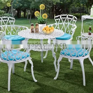 White Outdoor Furniture Kids Table and Chair Set Cast Aluminum Patio Sets thumbnail-1