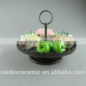 Metal Wedding Cake Stand, Mini Cute Iron Black Antique Style in One Tier thumbnail-2