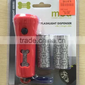 Pet Plastic LED Flashlight Dispenser With Pet Waste Bags thumbnail-1