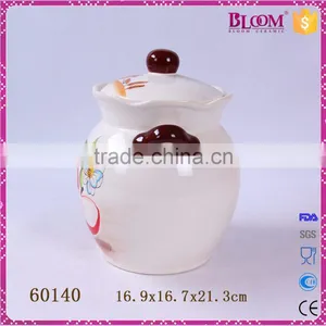 Decal Apple Desgin Ceramic Pot With Lid and Two Handle thumbnail-2