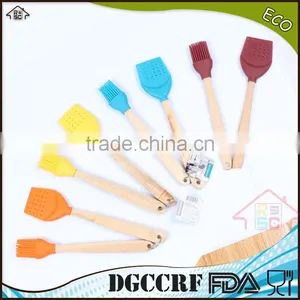 NBRSC Colorful Silicon Cooking Shovel and Silicone Brush Set With Wooden Handle thumbnail-3
