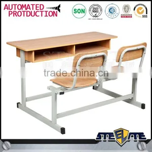 Hot Sale School Furniture Wooden School Desks and Chair Double Student Desk and Chair thumbnail-1