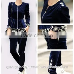 Fashion Women's Lace Ladies Velour Tracksuit thumbnail-1