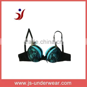 Women Fashion Satin and Lace Push up Bra thumbnail-1