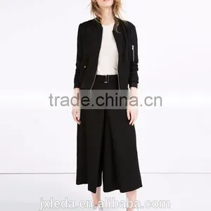 American Apparel Bomber Jacket Two Side Pockets Short Thin Side Zipper Sleeve Coat V-Neck Outerwear thumbnail-3