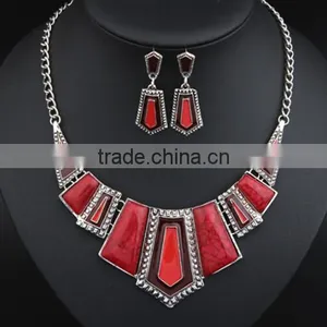 Zm33252a Hot Selling Vintage Jewelry Accessory Resin Necklace and Earring Set thumbnail-4