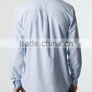 2016 Latest Blue Oxford Long Sleeve Casual Shirt thumbnail-4