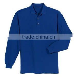 Mens 220gsm Latest Design Long Sleeve Wholesale Striped 100% Cotton Polo T-shirt thumbnail-2