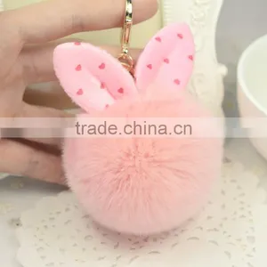 Myfur Baby Blue Cute Size Wholesale Cheap Rabbit Fur Ears Key Chain Car Decoration thumbnail-2