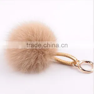 Myfur Genuine Fox Fur Pom Pom Keychain With Leather Strap Fashion Girls Bag Charm thumbnail-5