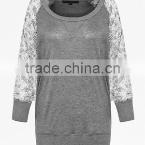 100% Cotton Sweatshirt With Printed Chiffon Sleeve thumbnail-1