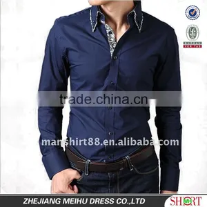100% Cotton Contrast Color Slim Fit Fashion Casual Shirts for Men thumbnail-1