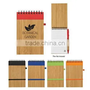 Wooden Cover Spiral Notebook 70grams 70sheets 9*14cm With Elasticity With Recycle Paper Pen thumbnail-1