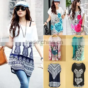 Onen Trade Assurance Fashion Dresses Ice Silk Dress Autumn-Summer Loose Flower Print Long T-Shirt 3118 thumbnail-1