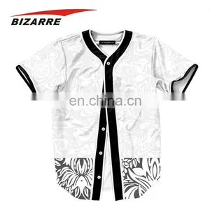 Custom 100% Polyester Mens Active Short Sleeve Button Up Baseball Jersey Shirt thumbnail-4