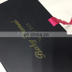 All Black Flat Box With Gold Foil Paper Box Inside Lid Have Pocket Can Holder Holder thumbnail-6