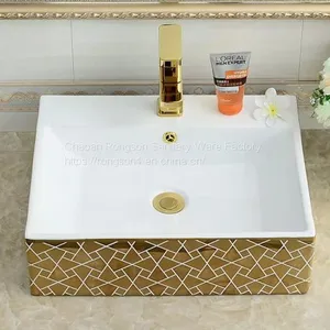Modern Design Ceramic Golden Gilding Basin thumbnail-1