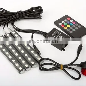 Car Styling Wireless Remote/Music/Voice Control Interior Floor Foot Decoration Light Cigarette LED Atmosphere RGB thumbnail-1