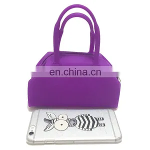 Candy Color Women Waterproof Silicone Mini Tote Coin Purses Hand Carry Money Bags With Zipper thumbnail-4