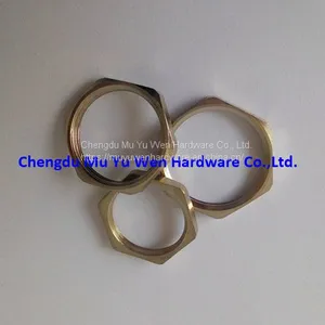 Nickel Plated Brass Hexagonal Lock Nuts to Suit Conduit Connector thumbnail-1