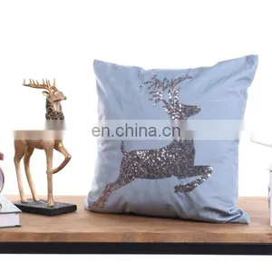 Christmas Mermaid Sequin Throw Wholesale Pillow Cases With Elk Pattern Cushion Cover Decor thumbnail-6