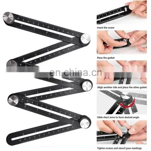 COOFIX Tile Hole Locator Adjustable Tool Masonry Glass Fixed Angle Measuring Ruler Universal Angular Template 4/6/12 Slides/fold thumbnail-4