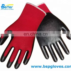 White Nylon Blue Nitrile Coated Work Gloves Cheap thumbnail-5