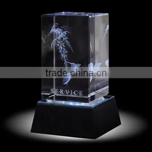 3D Crystal Block With Light Base Wholesale Engravable Gifts thumbnail-1