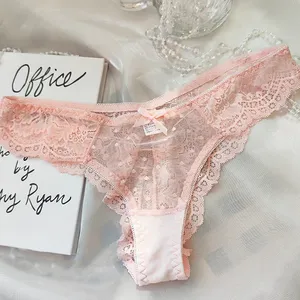 Wholesale Lace G-String Thongs for Women Sexy Low Rise Underwear Breathable T-back Thongs Panties thumbnail-5