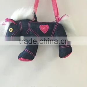 Cute Mini Denim Horse Toy With a Bag for Children thumbnail-1