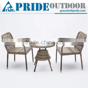 Hot Sale Outdoor French Cafe Chairs Pe Wicker Synthetic Garden Furniture Rattan Set thumbnail-1