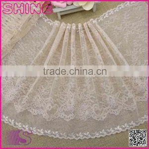 China Factory Fashion New Design Wide 9.64" Eslatic Skin Color Soft Spandex Nylon Warp Knitted Lace Trim thumbnail-1