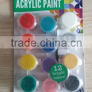 12 Colors Glitter Acrylic Paint With a Brush thumbnail-1