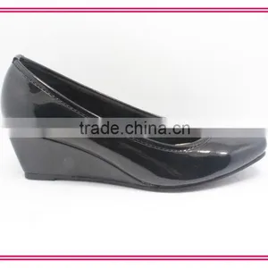 Patent PU Black Shoes Square Toe Wedge Women Shoes thumbnail-2