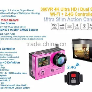 360VR Dual Screen 2.0" LCD Main Screen: 320*240 + 0.95" OLED State Screen 4K 3840*2160 Video Resolutions 30fps Action Camera thumbnail-4