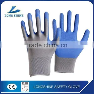 High Quality Blue Foam Latex Coated Cotton Liner Anti-cut and Heat Safety Working Glove Factory Price With ce Certification thumbnail-1