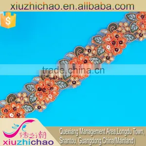 T0105-4A Factory Sale Polyester Sequins Embroidery Lace Trims Dress Decoration thumbnail-6