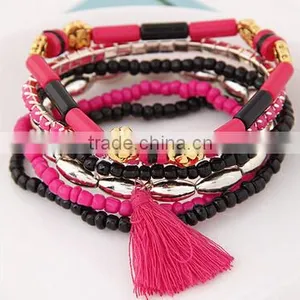 >>New Design Colorful Multi Layer Tassel Bead Bracelets / thumbnail-3