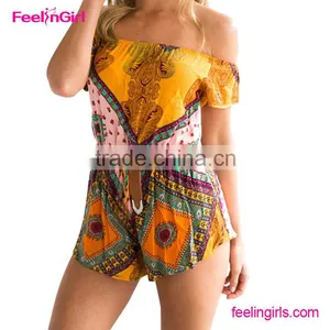 Fashion Bohemia Printed Romper One Shoulder Jumpsuit thumbnail-2