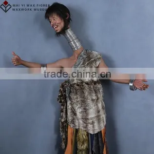 Creative Vivid Lifelike Wax Statue of Long Neck Man for Art Exhibition thumbnail-2