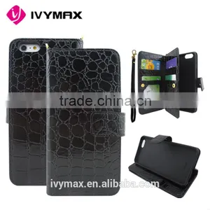 Free Samples Alligator Pattern PU Leather Flip Cover Wallet Case With Smart Texture Finish For Iphone 6 thumbnail-2