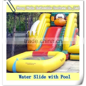 HOT SALE! Cheap Kids Inflatable Monkey Slide Pool Combo Inflatable Water Slide thumbnail-1