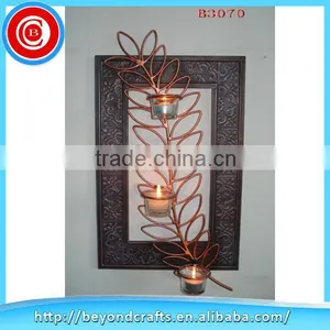 High Quality Tree Shape Indoor Wall Decoration Wrought Iron Candle Holders Wholesale thumbnail-1