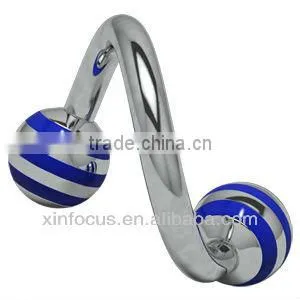 Titanium Tropical Spirals - Blue Body Jewelry thumbnail-1