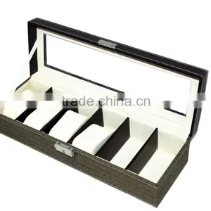 Leather Material Wooden Watch Display Box With Glass Window thumbnail-3
