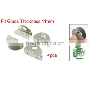 Stainless Steel Half Round Glass Clamp Clip Silver Tone thumbnail-2