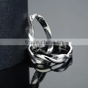 Loyal Couple Infinity Symbol S925 Silver Plain Engagement Couple Rings thumbnail-6