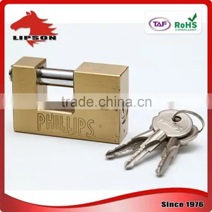 Brass Rectangular Padlock With Kaba Key thumbnail-2