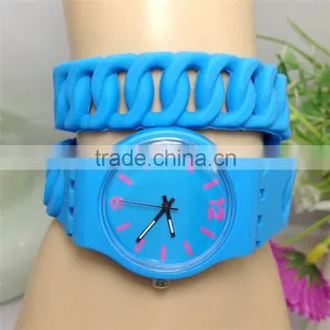 New Design Double-rings Watches Hot Style Fashion Silicone Watches Long Twist Watches Students Watch Silicone Wristband Watch thumbnail-2